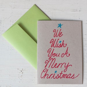 We Wish You a Merry Christmas Hand Printed Cards Set of 6 image 2