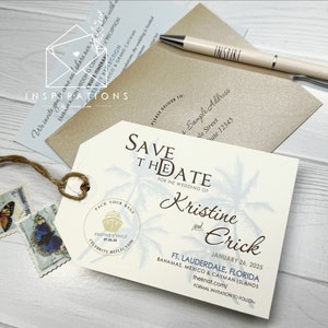 Beach Wedding Save The Date Luggage Tag: Destination Invitations