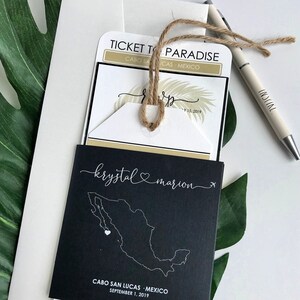 Tropical Destination Wedding Boarding Pass Invitations: Travel Theme