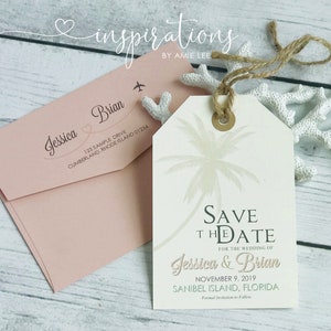 Beach Wedding Save the Date Luggage Tags: Sanibel Island Destination