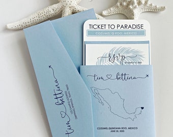 Boarding Pass Wedding Invitations, Destination Wedding Invitations, Boarding Passes, Mexico Wedding, Airplane Ticket, Travel Theme,