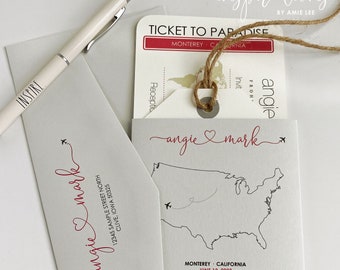 Boarding Pass Wedding Invitations, Destination Wedding, Boarding Passes, Mexico, Airplane Ticket, Travel Theme, Plane Ticket