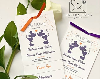 Disney Wedding Programs, Disney Ceremony Program, Beauty and the Beast Wedding, Wedding Programs, Disney Programs