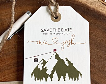 Mountain Wedding Save the Date Luggage Tags: Rustic Destination Wedding