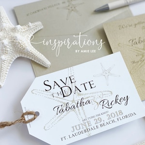 Starfish Save The Date Luggage Tags: Beach Wedding Invitations