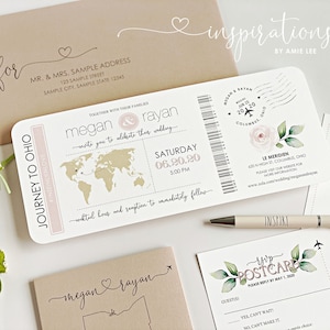 Boarding Pass Wedding Invitation, Destination Wedding Invitation, Beach Wedding, PlaneTicket, Airplane Ticket, Travel Theme,