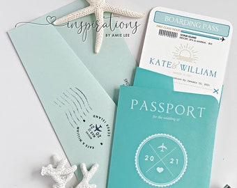 Passport Wedding Invitations, Destination Wedding, Travel Theme, Beach Wedding, Island Resort Wedding, Intnernational Invitations