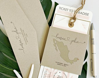 Boarding Pass Wedding Invitations, Destination Wedding, Boarding Passes, Mexico, Airplane Ticket, Travel Theme, Plane Ticket