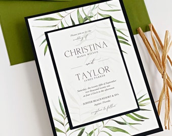 Elegant Beach Wedding Invitations, Tropical Palm Trees, Island Wedding, Classic Beach, Tropical Palms Wedding Invitations