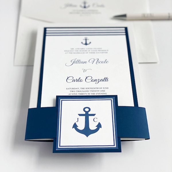 Nautical Wedding Invitations: Yacht Club, Coastal Theme