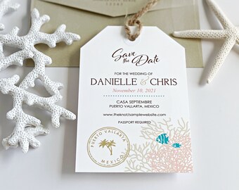 Destination Wedding Save The Date Luggage Tags: Tropical Island Design