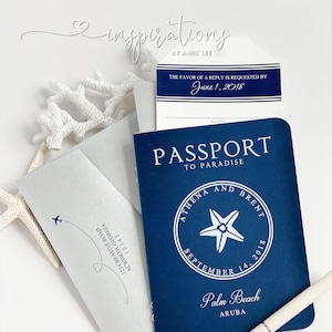 Passport Wedding Invitations: Beach Destination Travel Theme