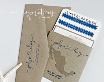 Boarding Pass Wedding Invitations, Destination Wedding Invitations, Boarding Passes, Mexico Wedding, Airplane Ticket, Travel Theme,