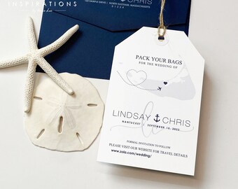 Save The Dates, Nautical Wedding, Nantucket Wedding, Luggage Tag Save The Date, Cape Cod, Martha's Vineyard, Nautical Save The Date