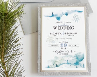 Rustic Wedding Invitations, Forest Wedding, Mountain Wedding, Colorado Wedding, Winter Wedding, Ski Lodge Wedding