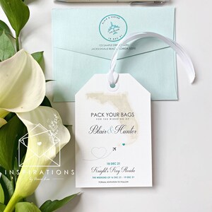 Save the Date, Luggage Tag Save The Dates, Travel Theme, Destination Wedding, Beach Wedding Save The Date
