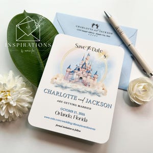 Disney Save The Dates, Disney Fairy Tale Wedding Invitations, Disney Theme, Disney Inspired, Disney Castle, Fairy-Tale Wedding Cards