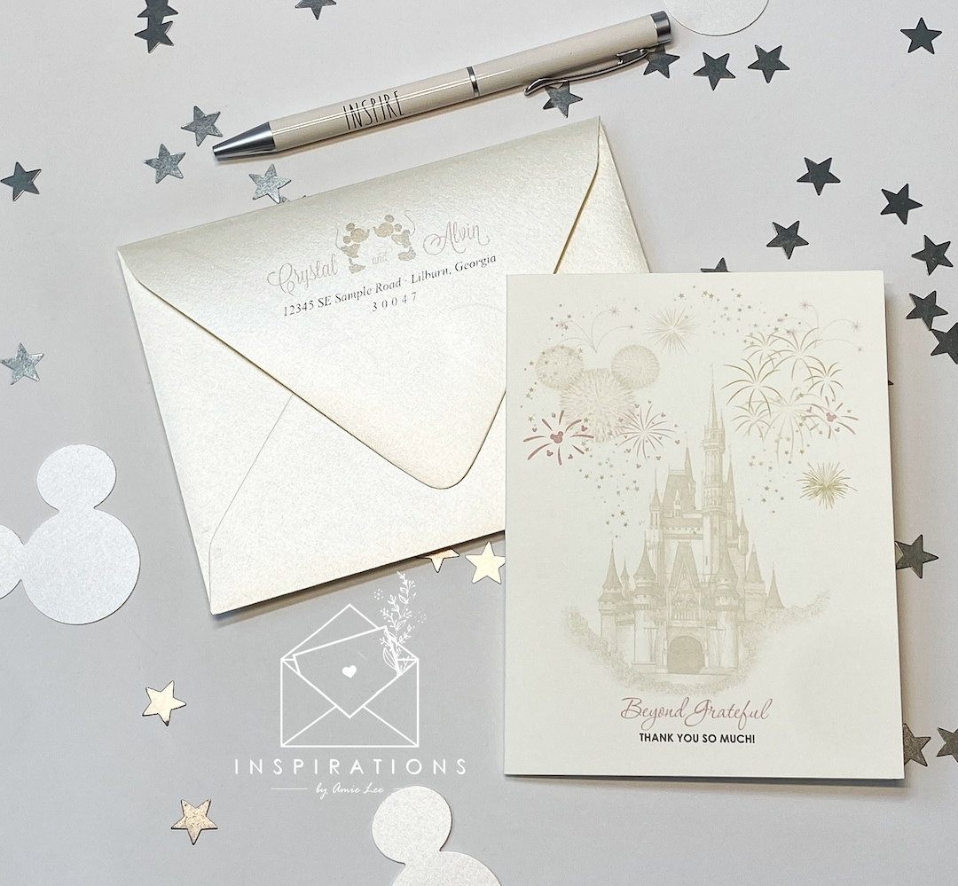 Disney Thank You Cards Disney Wedding Thank You Cards Etsy
