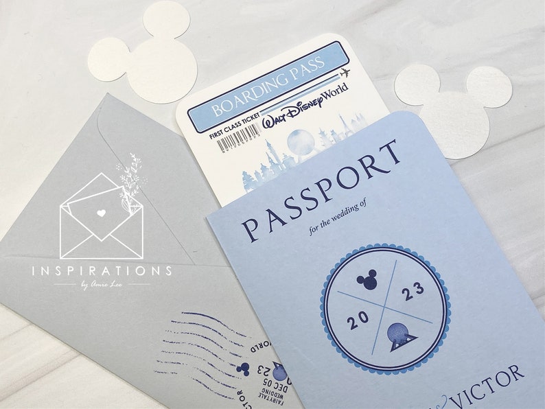 Disney Passport Wedding Invitations, Disney Wedding, Disney Passport Invitations, Disneyland , Disney World Wedding image 1