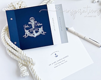 Nautical Wedding Invitations: Navy Blue Anchor, Coastal Design