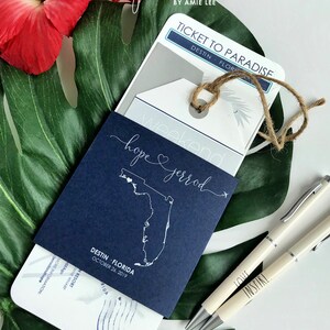 Boarding Pass Wedding Invitation: Destination Florida Travel Theme
