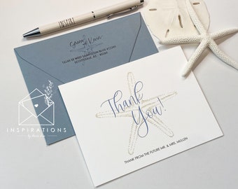 Wedding Thank You Card, Custom Thank You, Personalized Thank You Cards, Custom Note Cards, Wedding Stationery, Starfish Notes