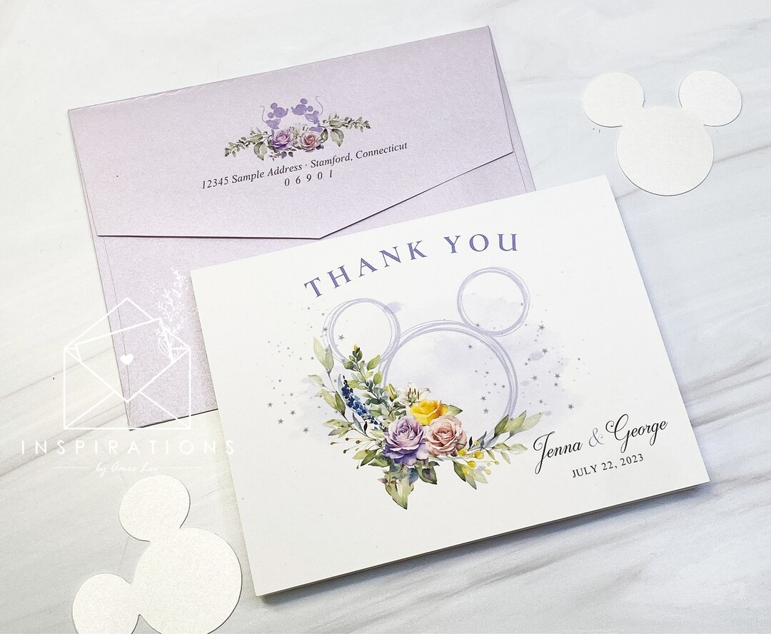 Disney Wedding Thank You Cards Disney Wedding Disneyland Etsy