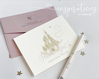 Disney Thank You Cards, Wedding Thank You Cards, Disney Wedding, Fairy Tale Wedding, Disney Cards, Disney Stationery Cards