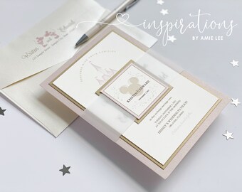 Elegant Disney Wedding Invitations, Fairy Tale Wedding, Formal Disney Wedding Invitations, Princess, Disneyland, Disney World