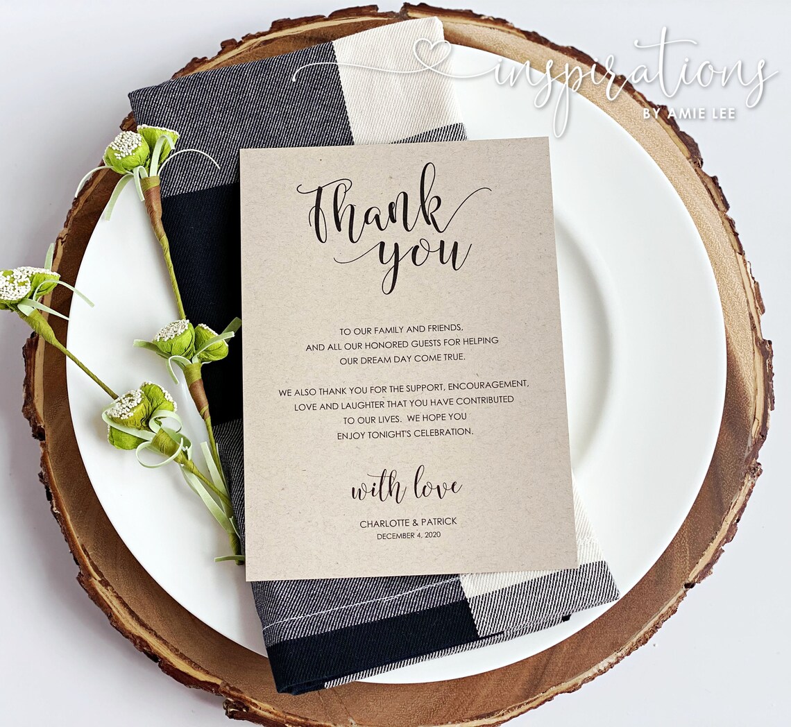 Wedding Reception Table Notes Wedding Thank You Note to Etsy