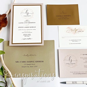 Classic Wedding Invitations, Wedding Logo Monogram, Copper, Blush, Gold, Elegant Wedding Invitations, Local Wedding, Romantic image 8