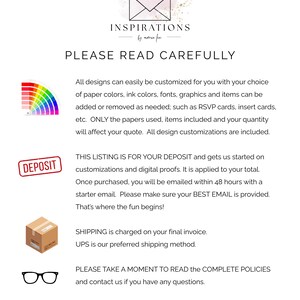 Puede incluir: Fondo blanco con texto y gr&aacute;ficos. El texto dice "INSPIRATIONS by amie fee" y "POR FAVOR, LEA ATENTAMENTE". Incluye una paleta de colores, un sello "DEP&Oacute;SITO", un paquete, gafas y una flecha.