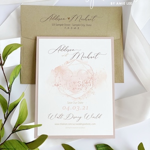 Disney Save The Dates, Elegant Disney Wedding, Formal Disney, Fairy Tale Wedding, Abstract Mickey,  Princess, Classic Disney Wedding