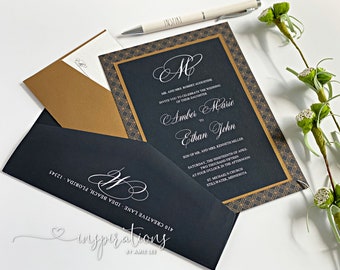 Classic Wedding Invitations, Elegant Wedding, Black and White Wedding, Black Tie Wedding, Formal Wedding Invitations