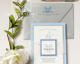 Elegant Disney Wedding Invitations, Fairy Tale Wedding, Fairytale, Formal Disney Wedding Invitation, Cinderella, Princess