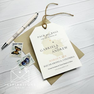 Save the Date Luggage Tags, Destination Wedding Invitations, Travel Theme, Bag Tag, Beach Wedding, Save The Date Tag