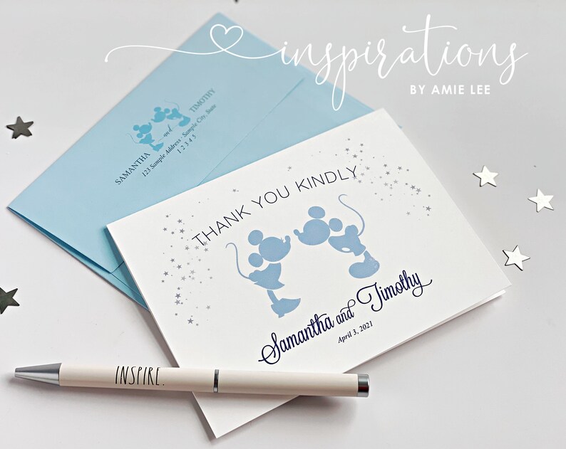 Disney Wedding Thank You Cards Disney Wedding Thank You Etsy