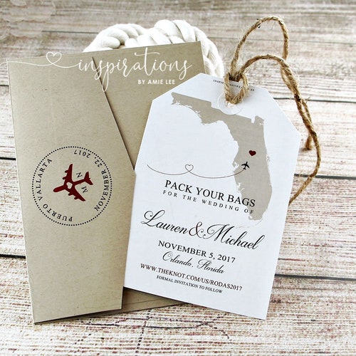 Save the Date Luggage Tags Destination Wedding World Map Etsy
