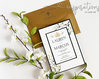 Elegant Outdoor Garden Wedding Invitations, Neutral Greens and Botanical Gardens Wedding Invitations, Classic Outdoor Wedding