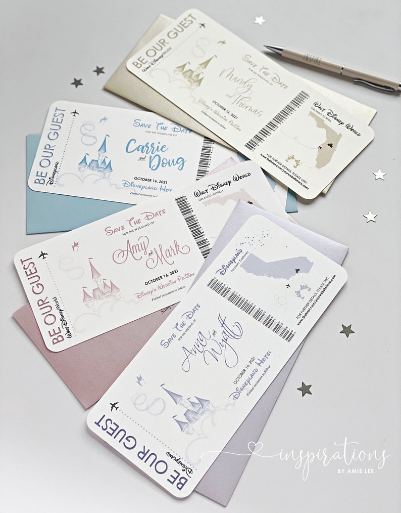 Fairy Tale Wedding Disney Wedding Invitations Disneyland Beauty And The Beast Boarding Pass Disney Save The Date Disney World Save The Dates Weddings Tomitabento Vn