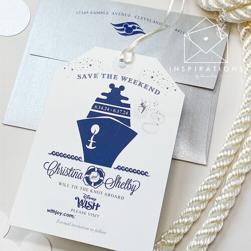 Disney Cruise Wedding, Disney Save The Date, Disney Wish, Save The Date Luggage Tag, Disney Wedding
