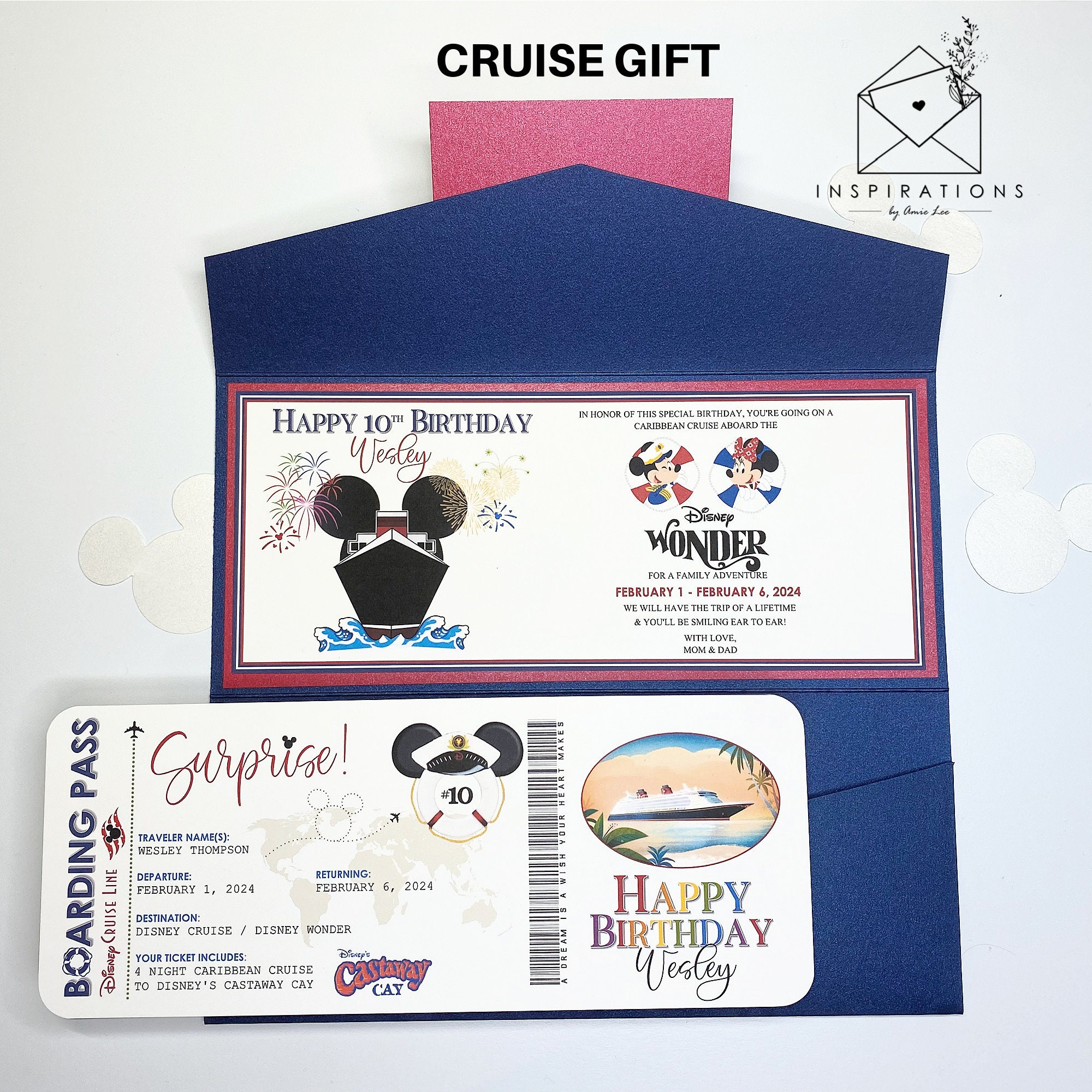 Cadeau Disney, carte-cadeau Disney, cadeau surprise Disney, carte  d'embarquement Disney, billet Disney, voyage en famille surprise, cadeau  Disney -  France