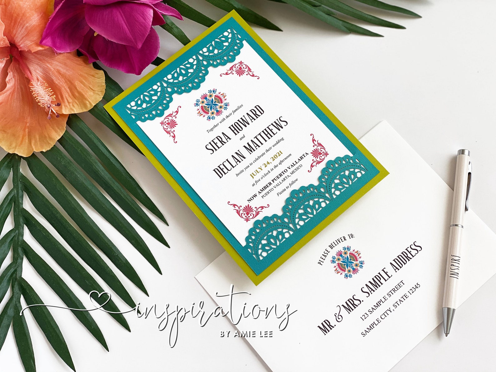Mexican Flower Wedding Invitations Mexico Wedding Tropical - Etsy