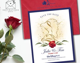 Disney Theme Wedding, Beauty and The Beast Theme, Disney Save the Dates, Elegant Disney, Formal Disney, Belle and Beast, Fairy Tale Wedding