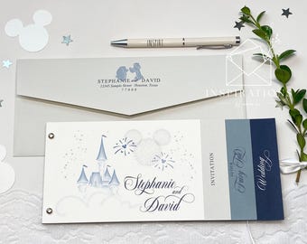 Disney Theme Wedding Invitations, Fairy Tale Invites, Hidden Mickey, Disney Lovers