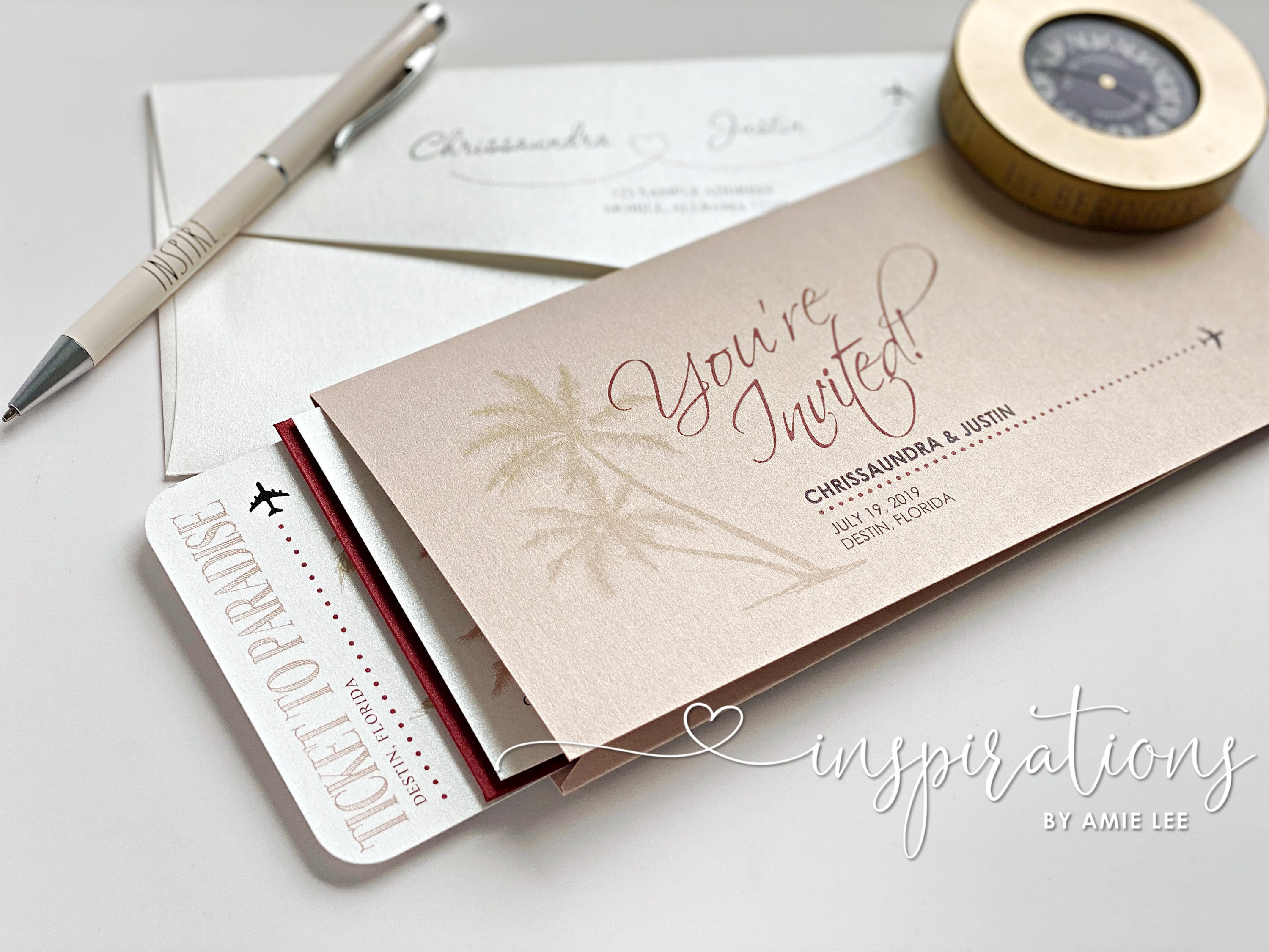 Boarding Pass Wedding Invitations Destination Wedding Beach | Etsy