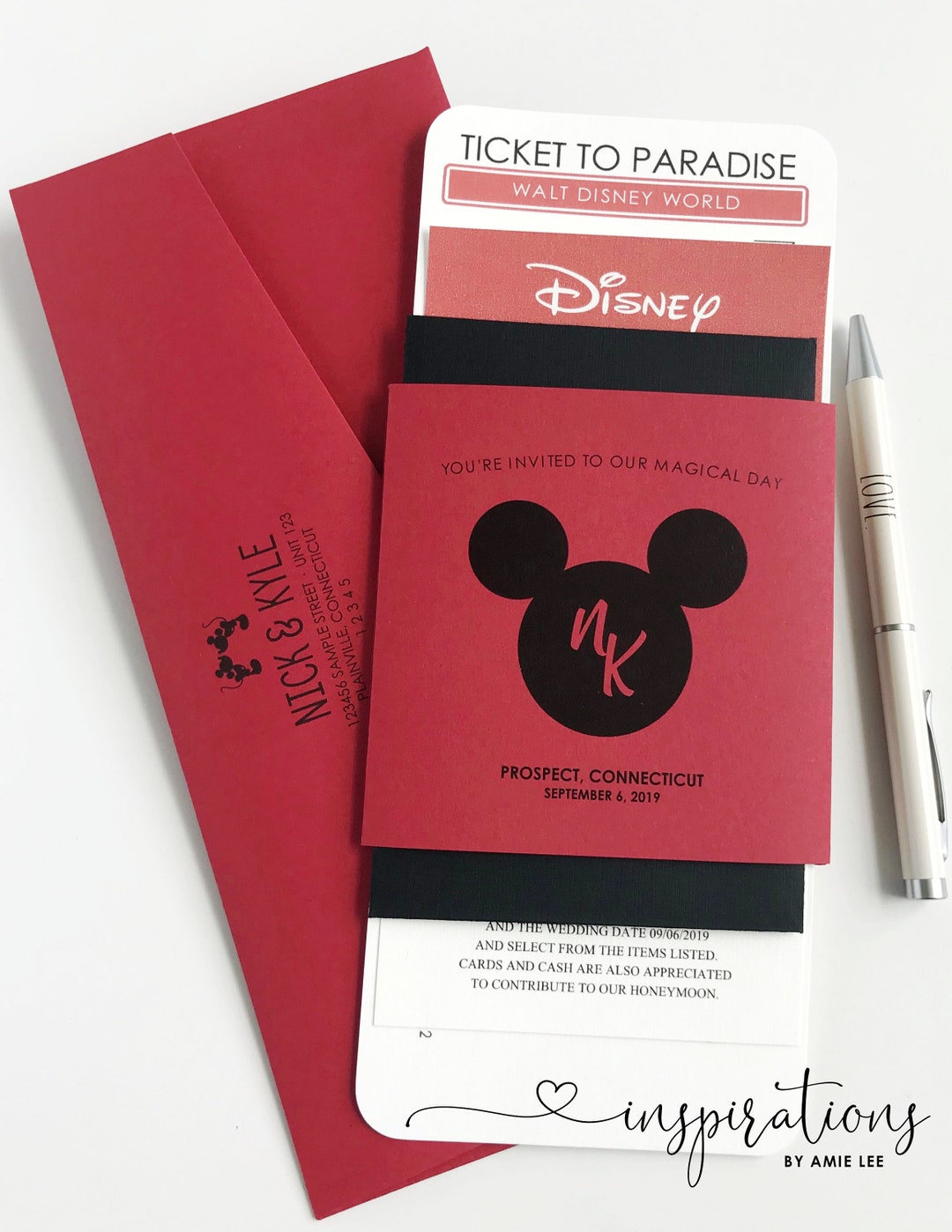 Disney Wedding Invitations, Disney Boarding Pass Invitations, Disney