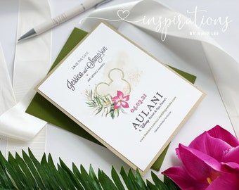 Disney Aulani Wedding, Tropical Disney, Disney Polynesian Wedding, Disney Save The Date, Disney Wedding Invitations