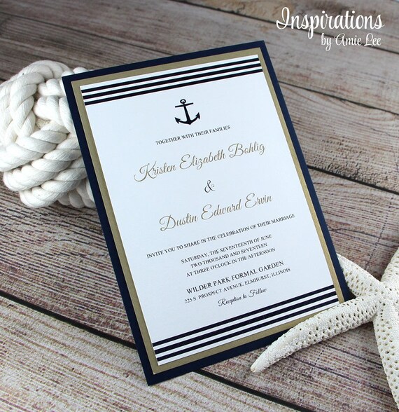 Nautical Wedding Invitations Nautical Wedding Navy Etsy