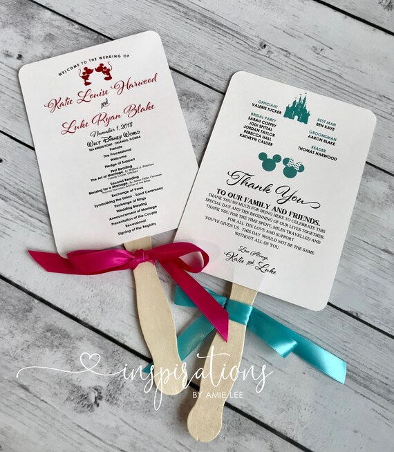 Disney Wedding Programs Ceremony Fans Cinderella Wedding Etsy